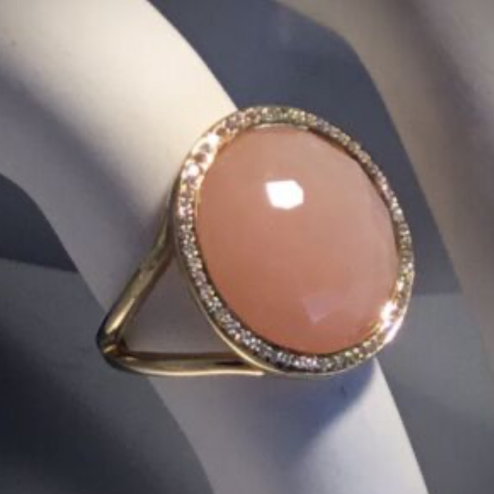 IPPOLITA 18K Yellow Gold Lollipop® Peach Moonstone & Diamond Statement Ring 🇮🇹 - Picture 4 of 16